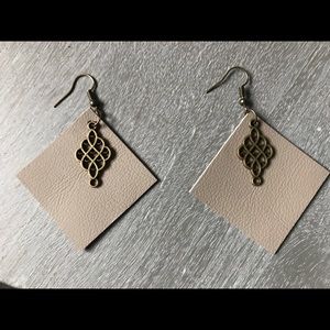 Taupe Handmade Leather Earrings